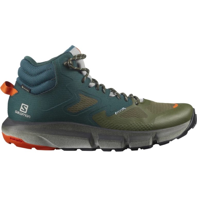 Green / Olive Salomon Predict Hike Mid GTX Men\'s Hiking Boots | PH 51849A